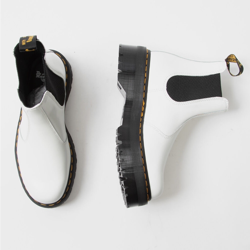 SOLD — Dr. Martens 2976 Quad Platform White Chelsea Boots